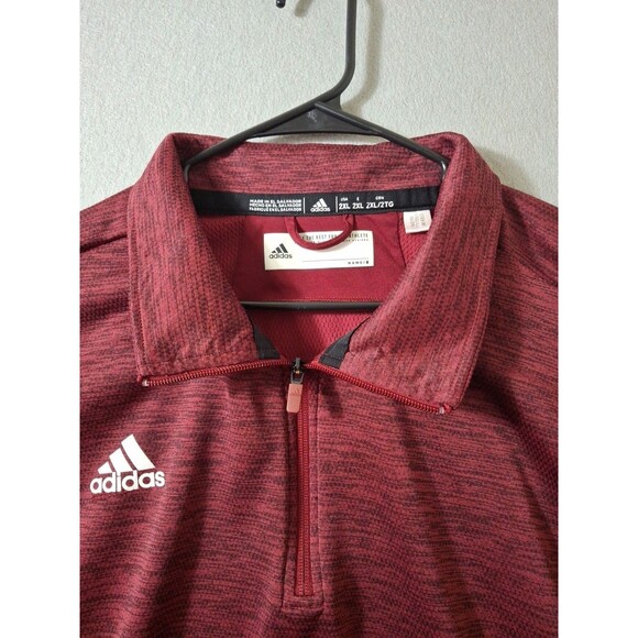 Adidas 1/4 Zip Pullover Men's 2XL Heathered Burgundy Black Undertones Athletic - Picture 4 of 7
